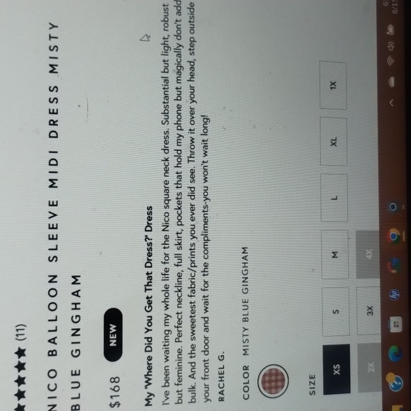 Tradlands Nico Balloon Sleeve Midi Dress Misty Blue Gingham Linen M Worn 1x - Picture 6 of 10